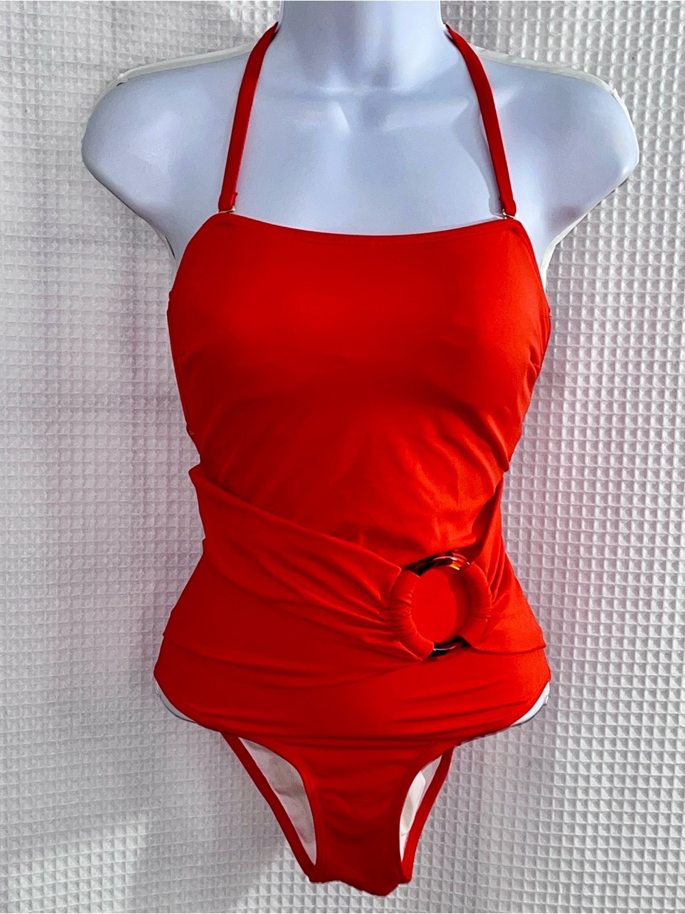VENUS Red Halter One-Piece Swimsuit with Waist Ring size 6